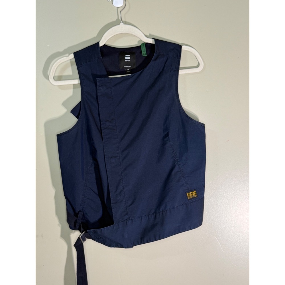 G-Star RAW Minimalist Wrap Top Siless Navy Blue Utility Vest M